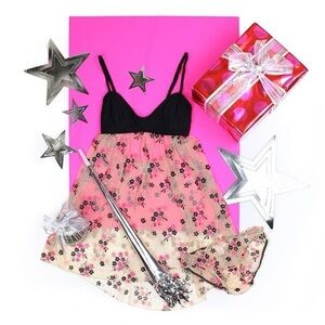 Sheer Floral Babydoll Lingerie - Size Large